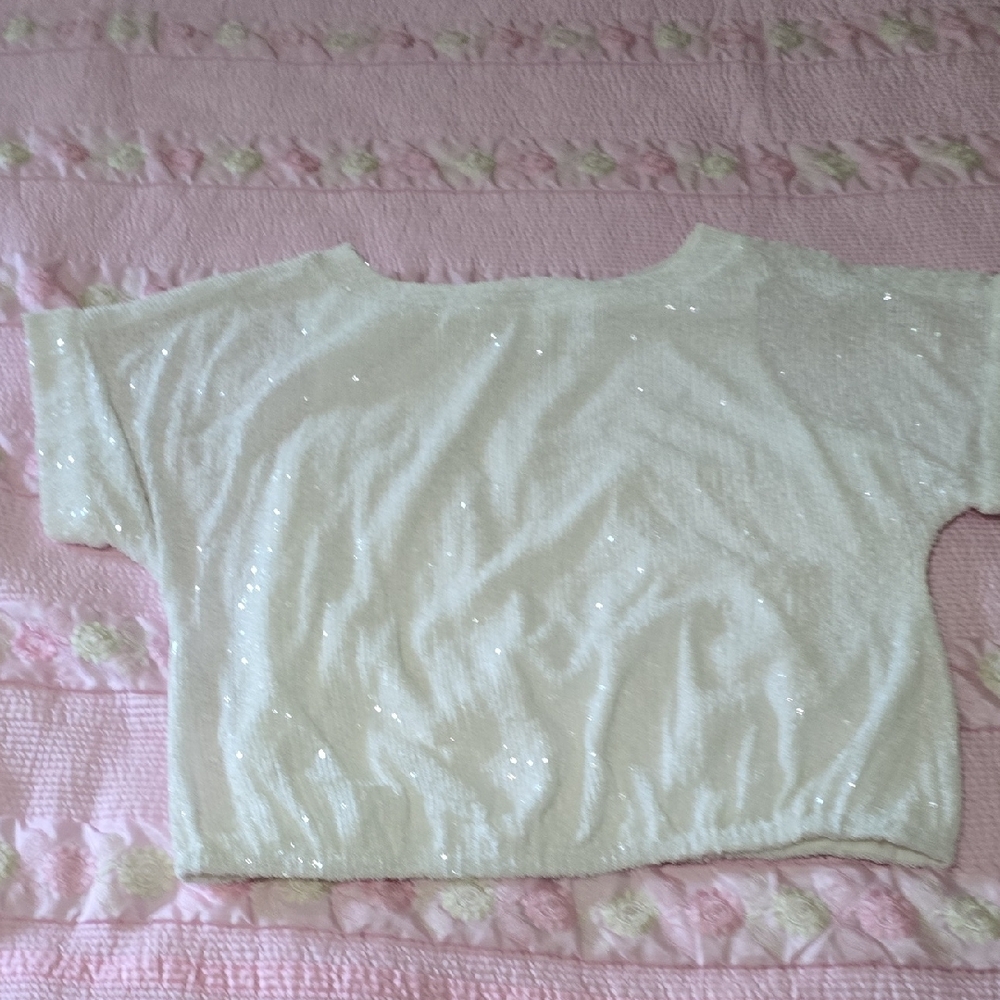 Trina Turk Kids White Sequin Blouse